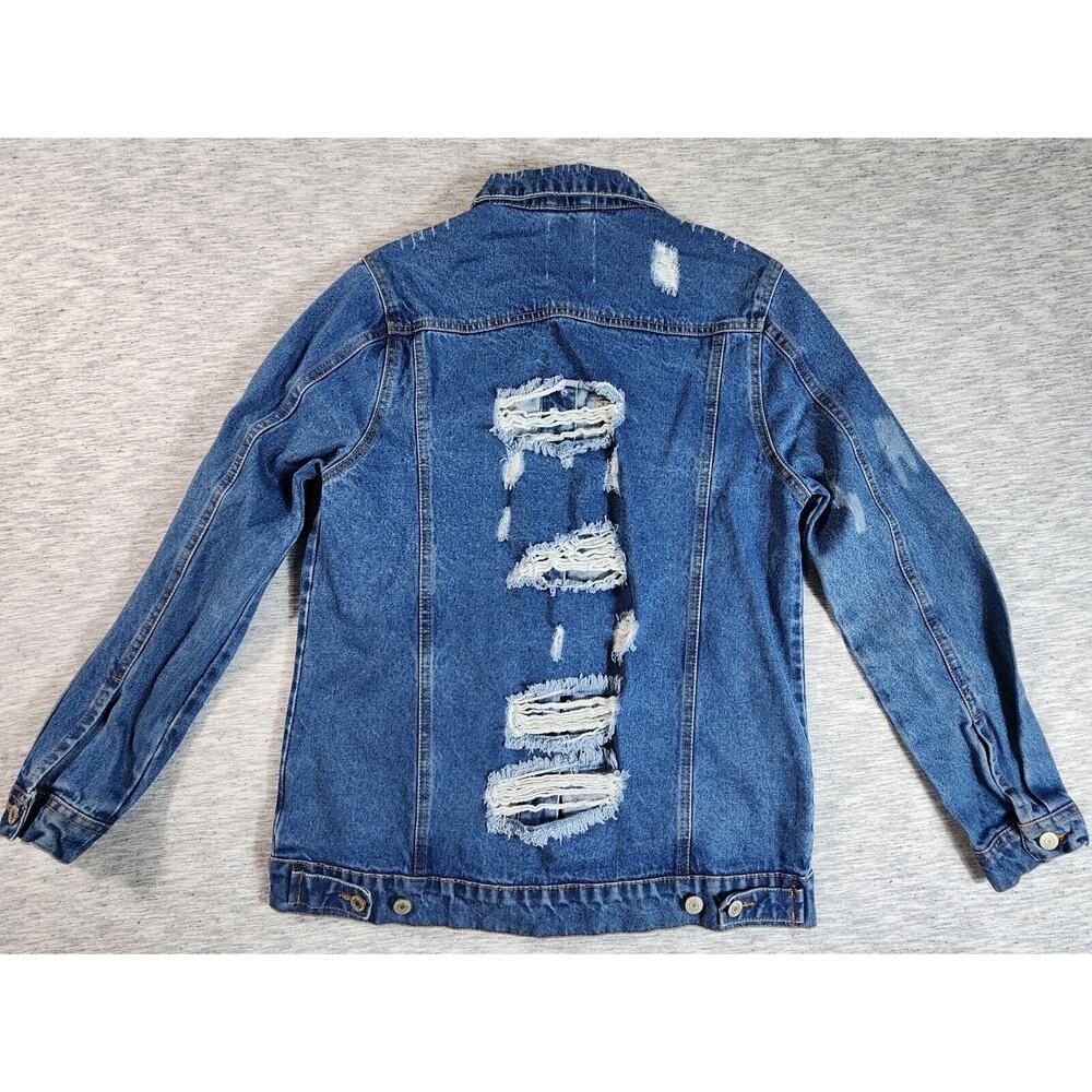 Iris Denim Jacket Distressed Button Down Womens S… - image 2